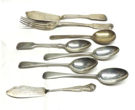 A Mixed Lot of assorted Silver Cutlery, to include Fiddle pattern Table Fork, various Teaspoons, Fish Knife, Butter Knife etc