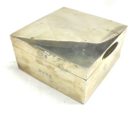 An Elizabeth II Silver Cigarette Case, with wood-lined interior, hallmarked Birmingham 1961, 3 =  wide  