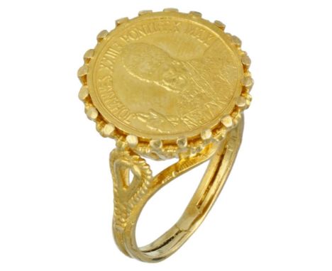 Inscription front: John XXIII Pontifex Max. Hallmarks: 585. In good condition, light signs of use. Ring size: 14.75 mm / 46 m