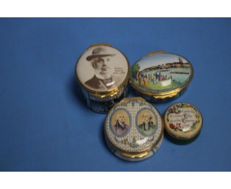FOUR HALCYON ENAMEL TRINKET BOXES