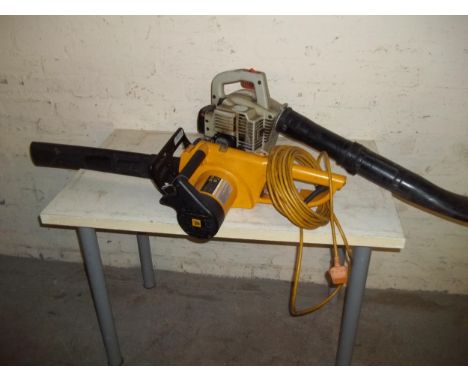 A PETROL LEAF BLOWER AND AN ELECTRIC CHAINSAW