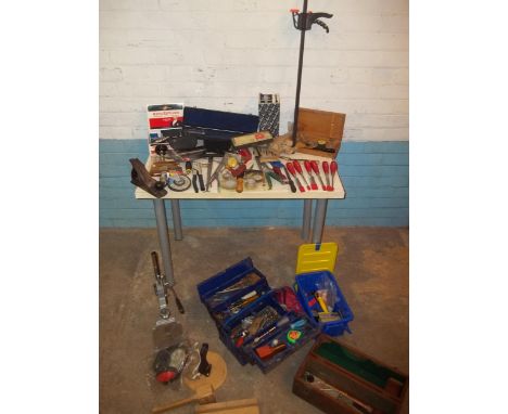 A SELECTION OF TOOLS AND TOOL BOXES