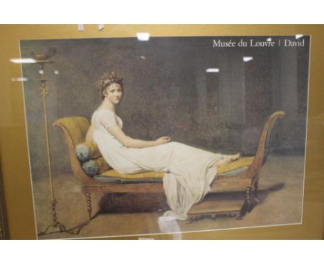 A FRAMED PRINT TITLED 'MUSEEDE LOUVRE' 92 CM X 73 CM