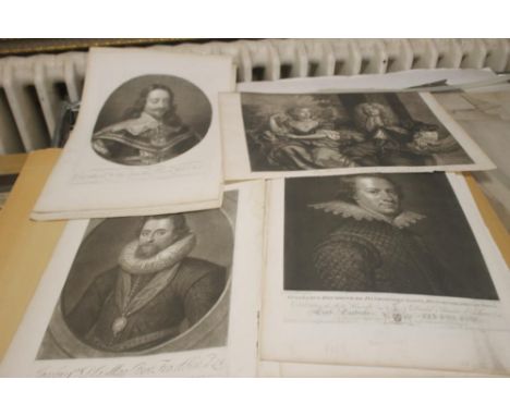 A FOLIO OF PORTRAIT ENGRAVINGS ROYAL INTEREST TO INCLUDE KNELLER, WININO, LELY ETC (5492.1)