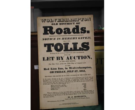 A VINTAGE SIGN ON BOARD "WOLVERHAMPTON OLD DISTRICT OF ROADS"