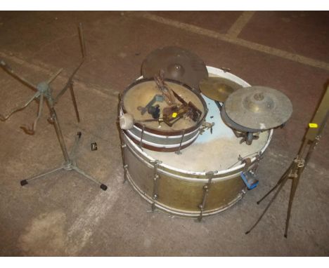 A SELECTION OF DRUMS, CYMBALS AND STANDS