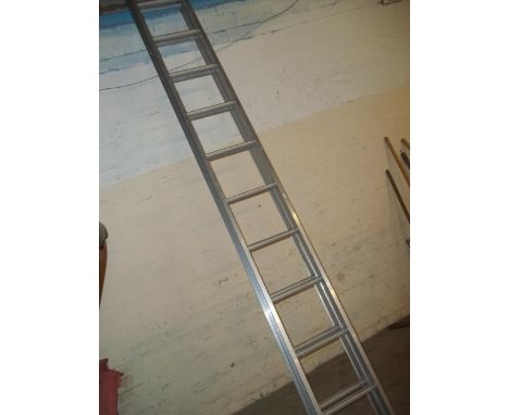 AN ELEVEN RUNG ALUMINIUM DOUBLE LADDER