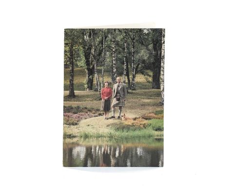 HM Queen Elizabeth II and HRH Prince Philip.Christmas Card 1984.Signed, Elizabeth R in blue and Philip in black and dated 198