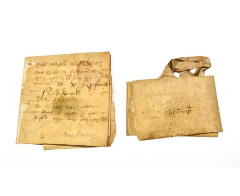 Plantagenet Era Indentures.Deed transferring land and tenements in Hanbury (Staffs) and the forest of Nedwode (Needwood) from