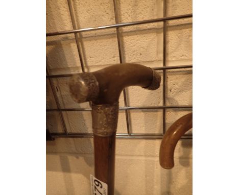 Walking stick with silver collar and mounts