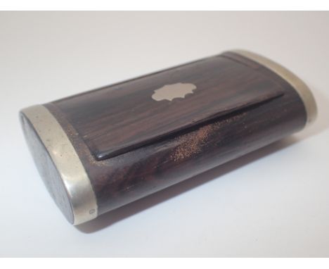 18thC white metal bound walnut snuff box