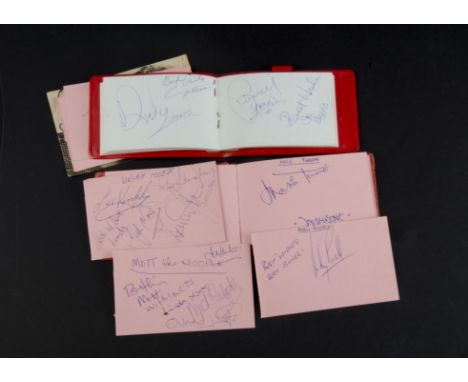 Autographs, two vintage albums and loose pages, including Uriah Heep, Mott The Hoople, members of Slade, The Strawbs, Wishbon