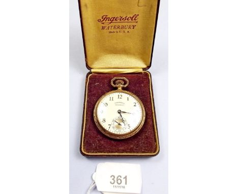 An Ingersol gold plated pocket watch 