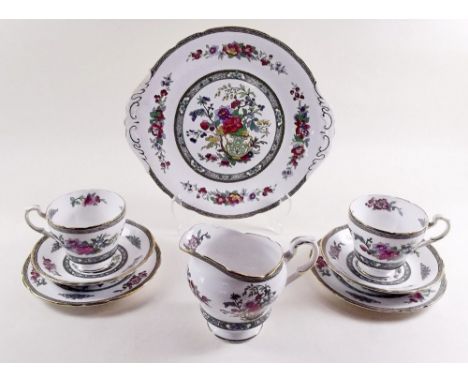 A Paragon 'Tree of Kashmir' tea service comprising: six cups and saucers, six tea plates, jug, sugar and cake plate 