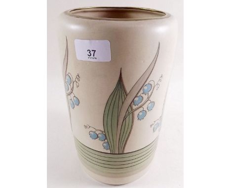 A 1930's Art Deco Grays pottery vase decorated stylised bluebells - 24cm