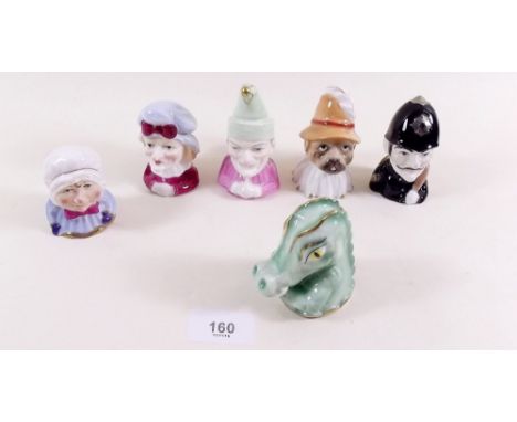 A Royal Worcester set of six porcelain candle snuffers 'Punch and Judy' - all boxed with certificates 