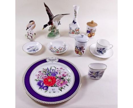 An Austrian duck, a Royal Worcester bird a/f and various bird ornaments etc.
