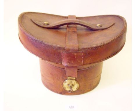 A Victorian leather top hat box with purple silk padded interior 
