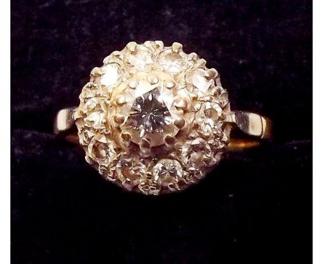 A Victorian diamond cluster ring on gold band 