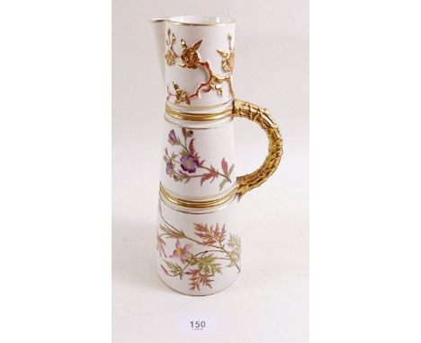 A Royal Worcester jug painted flowers, date mark 1891 No 1047 - 25cm