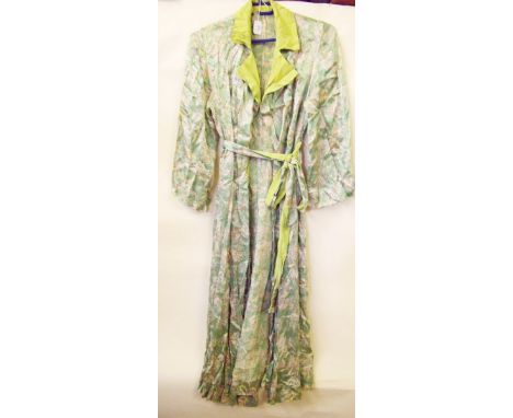 A vintage green satin floral dressing gown 