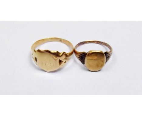 A Victorian gold signet ring, a/f and an 18ct gold signet ring - total weight 7g