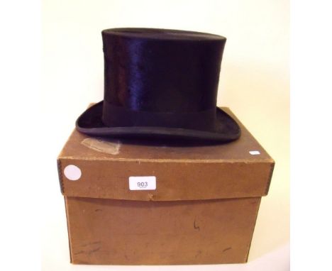 A Walter Barnard and Son silk top hat in card box - box not Barnard