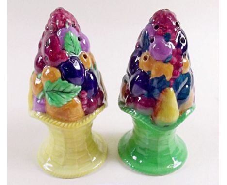 A pair of Carlton Ware fruit basket form sugar castors 