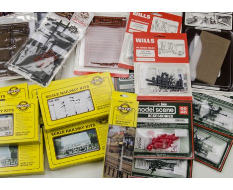 OO Scale Layout and Scenic Materials by various makers: including trackside accessories by Ratio, Airfix, Dapol, Wills and ma