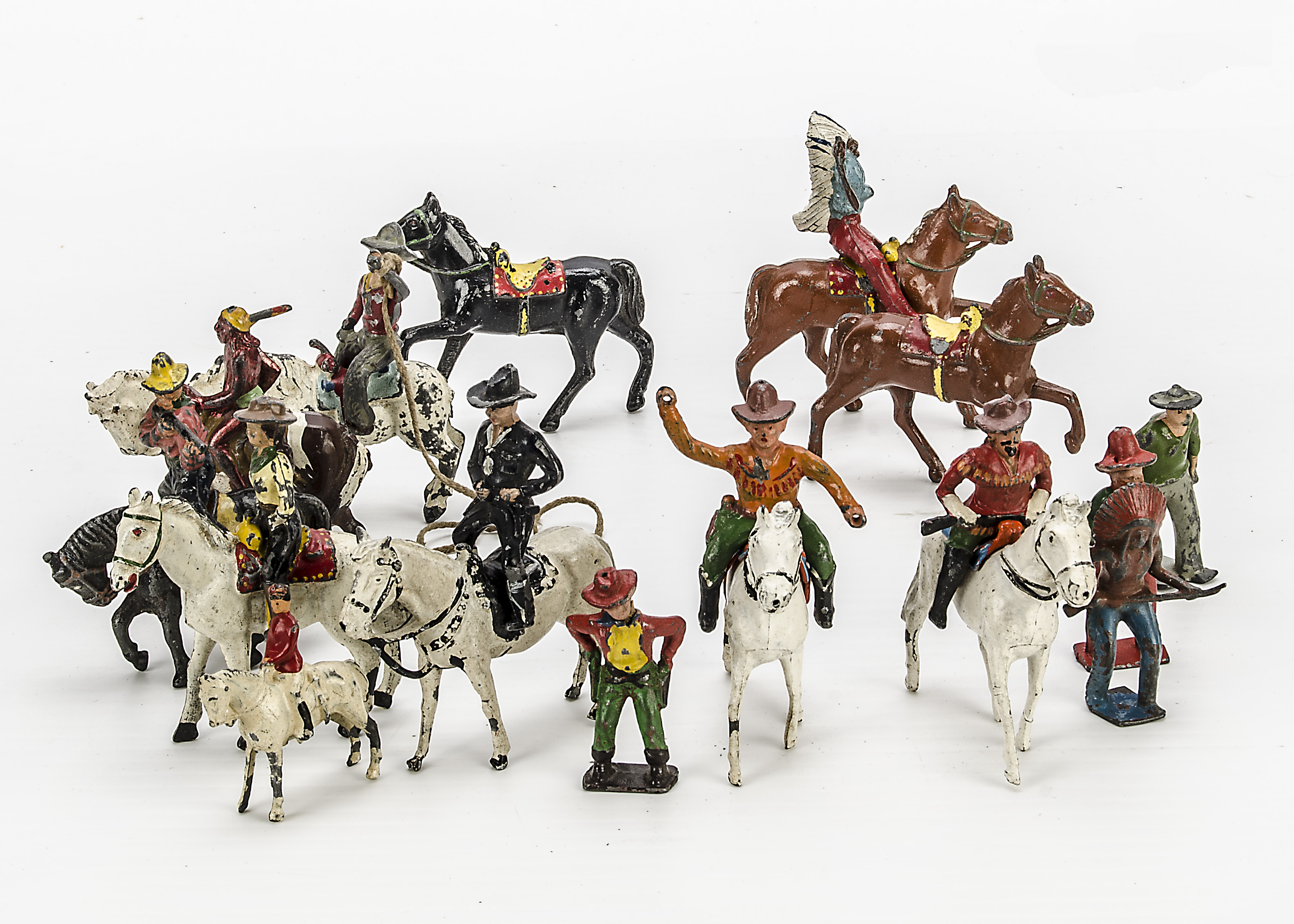 Lead Wild West Figures By Charbens, Benbros Timpo Etc, Including 