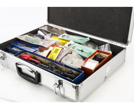 An Engineer's Briefcase/Toolbox: an Aluminium-framed case containing various tools, needle files and others, together with va