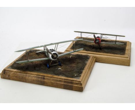 Kitbuilt and Painted 1:24 and smaller Scale WW1 Sopwith Camel Bi-Planes on Scenic base: Sopwith Camel B7270 in green and B637