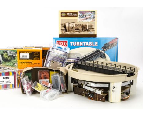 OO Scale Track Layout and Scenic Materials by various makers: including three boxes of flexitrack by Peco (2 wood & 1 concret