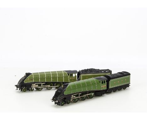 OO Gauge A4 class Steam Locomotives by Hornby-Dublo/Wrenn: both with H-D/Wrenn cast bodies refinished in LNER green, one with