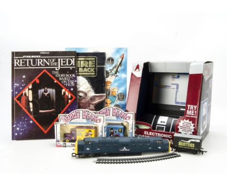 Collection of Books, Figures and Die-Cast Models: Lima Electric Train Set, Star Trek Electronic Console Bank, in original box