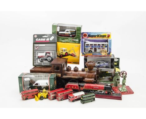 Collection of Diecast and Wooden Vehicles,  Corgi JCB Digger and Eddie Stobart Collection (4), Matchbox (10), large modern Ca