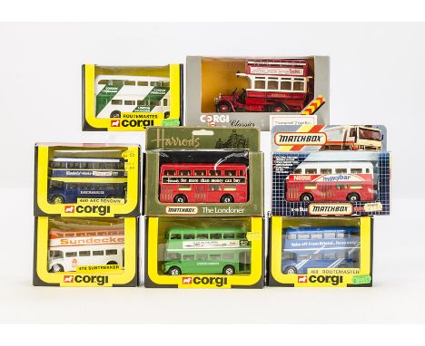 1980s Corgi & Matchbox Buses, including Corgi 478 Suntrekker, 480 AEC Renown, 469 Routemaster, Matchbox The Londoner, K-15 Mi