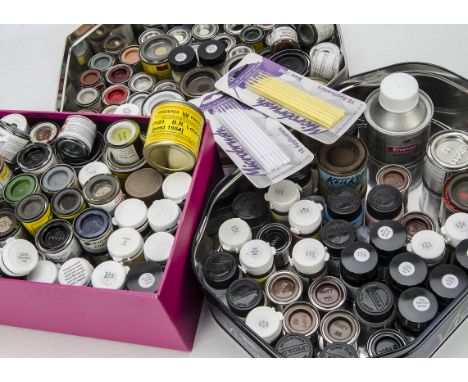 A Collection of Paints and Modelling Materials by Humbrol Linka and others: a quantity of Linka castings and other building i