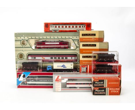 Continental HO Gauge Train Pack and Coaching Stock by various makers: including Jouef 'Thermal Express' train pack with Bo-Bo