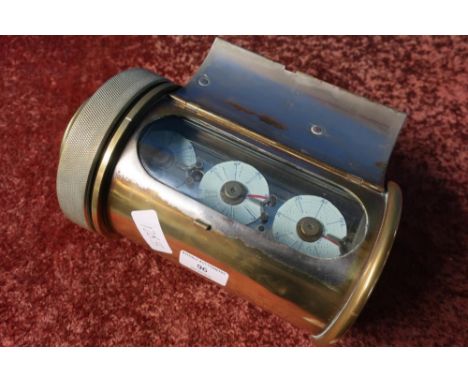 Scarce and unusual brass cased pigeon racing clock fitted with Macmillan balance lever 