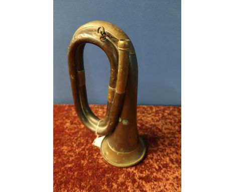 19th C scarce copper and brass American military bugle engraved E. G. Wright &amp; Co Boston (lacking mouth piece) 