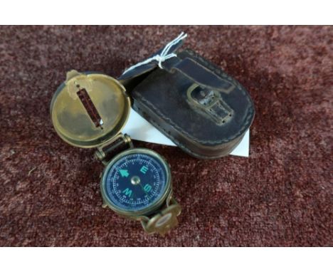 WWI Officers Stanley army issue compass with case 