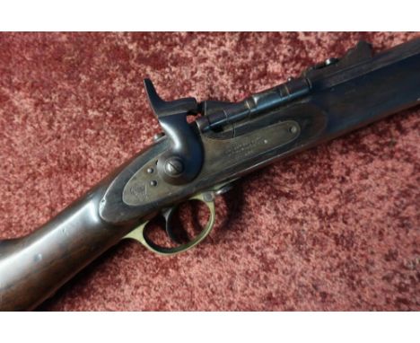 Snyder three band rifle with fixed fore sights and adjustable rear ladder sights, the lock marked with crowned VR London Armo