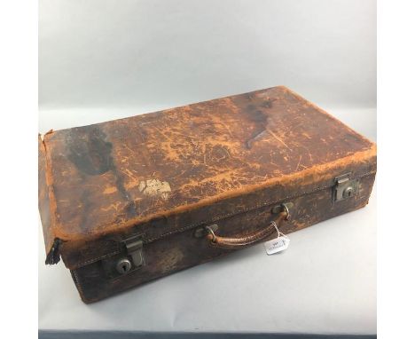 VINTAGE LEATHER SUITCASE, 61cm wide