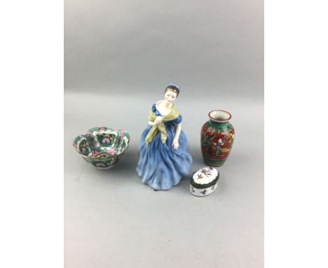 ROYAL DOULTON FIGURE OF ADRIENNE, HN 2304, 18cm high, along with 20th century Chinese ceramics and enamel dish, dressing tabl