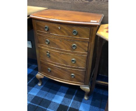 LATE VICTORIAN BOW FRONTED CHEST OF DRAWERS, 53cm wide