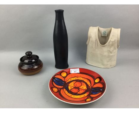 POOLE POTTERY PLATE, along with a Canadian model of a vest, German plates, a part coffee set and other ceramics, as well as a