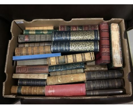 LOT OF VINTAGE BOOKS, including many calf bound examples, Christina Rossetti's Verses, Pilgrim's Progress, and other works