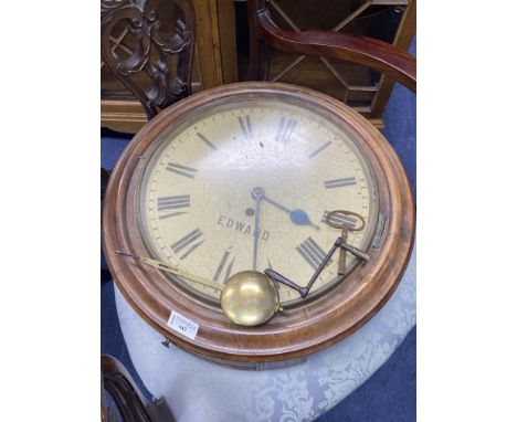 VICTORIAN MAHOGANY CIRCULAR WALL CLOCK, by Edward, the dial with Roman numerals