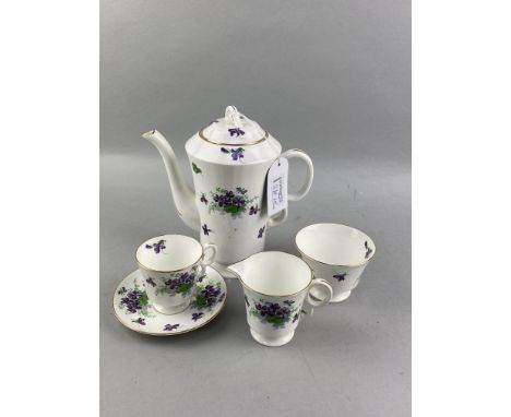 ROYAL WINTON BOAT-SHAPED VASE, 34cm wide, along with an Adderley coffee service and a Paragon tea service